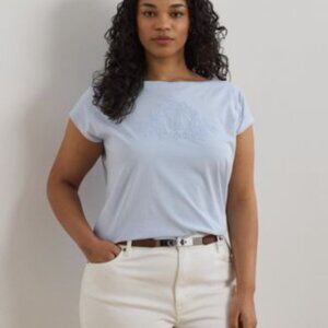 Lauren Ralph Lauren Ladies' Light Blue Embroidered Top Plus size 1X